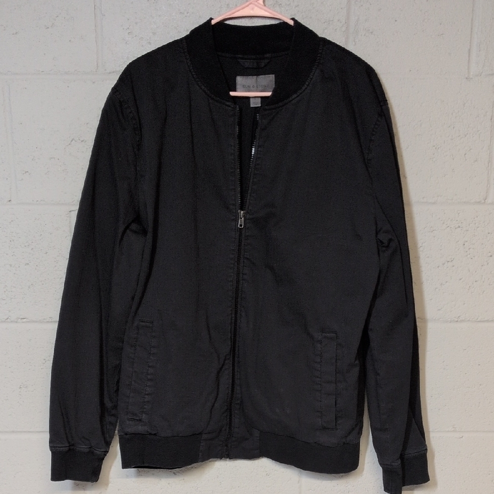 Sun + Stone Classic Black Bomber Jacket - Picture 2 of 7